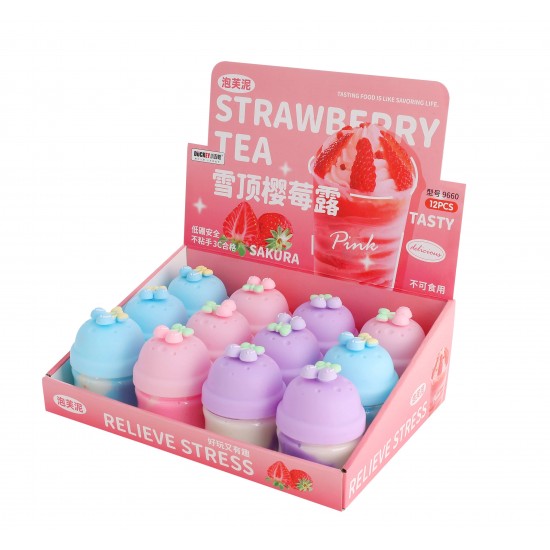 Strawberry Tea Jar Puff Slime Clay 165g